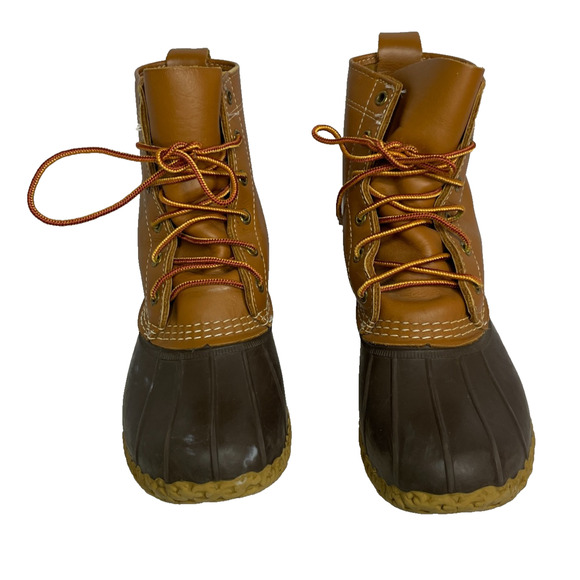 Women's 7 M L.L.Bean Tan Lace-Up All Weather Duck Boots - Picture 2 of 9